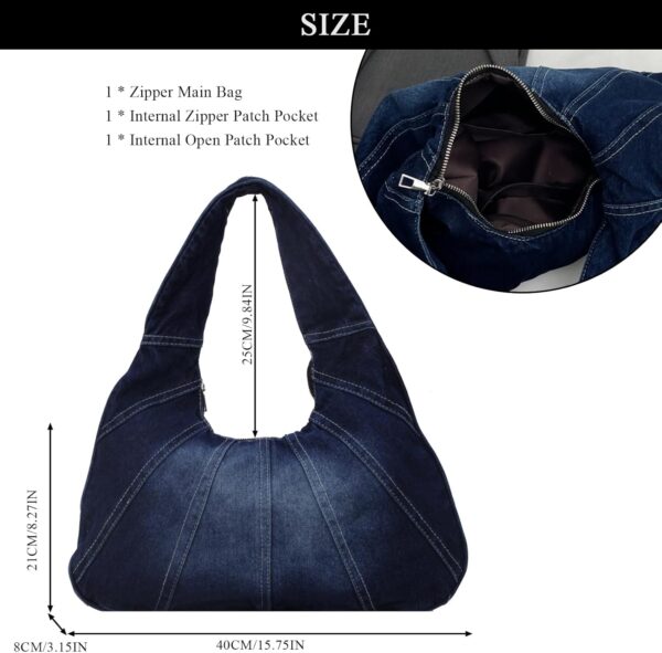 Denim Purse, Trendy Jean Purses for Women Denim Hobo Bag Y2K Shoulder Bag Handbags