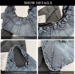 Denim Purse, Trendy Jean Purses for Women Denim Hobo Bag Y2K Shoulder Bag Handbags