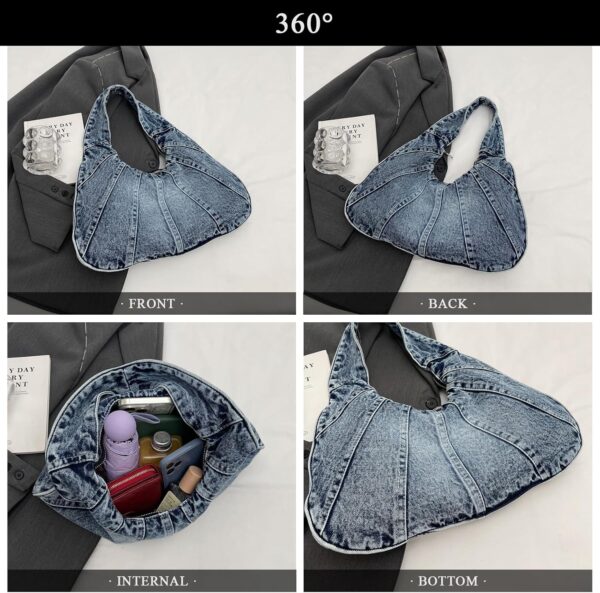 Denim Purse, Trendy Jean Purses for Women Denim Hobo Bag Y2K Shoulder Bag Handbags