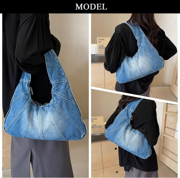 Denim Purse, Trendy Jean Purses for Women Denim Hobo Bag Y2K Shoulder Bag Handbags