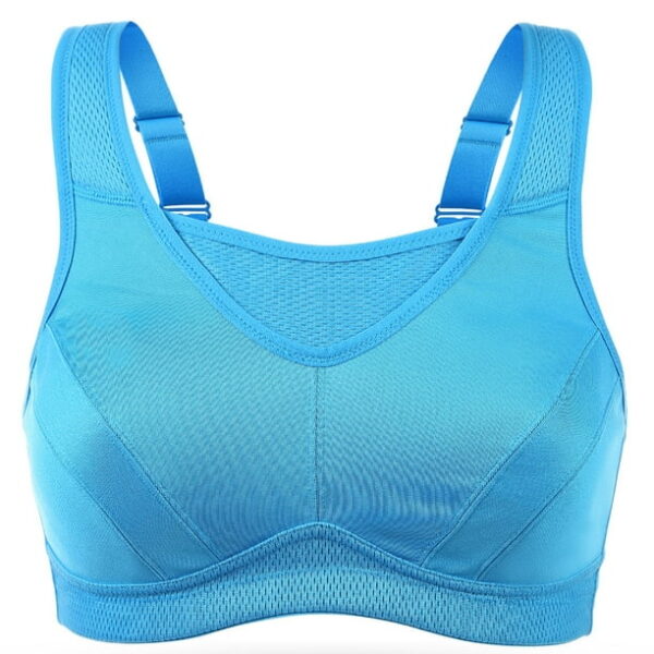 Deyllo Women's Sports Bras Plus Size High Impact Full Support Non-padded Wireless Workout Running Exercise Bra Activewear, Blue 36DDD