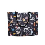 Disney Dogs Travel Rope Tote Bag Carry-on Paw Prints 101 Dalmatians Black