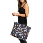 Disney Dogs Travel Rope Tote Bag Carry-on Paw Prints 101 Dalmatians Black