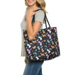 Disney Dogs Travel Rope Tote Bag Carry-on Paw Prints 101 Dalmatians Black