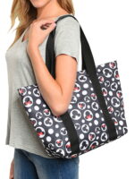 Disney Mickey Mouse Tote Bag Minnie Icon Zippered Black Travel Handbag