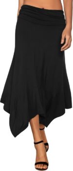 DJT Women's Flowy Handkerchief Hemline Midi Skirt