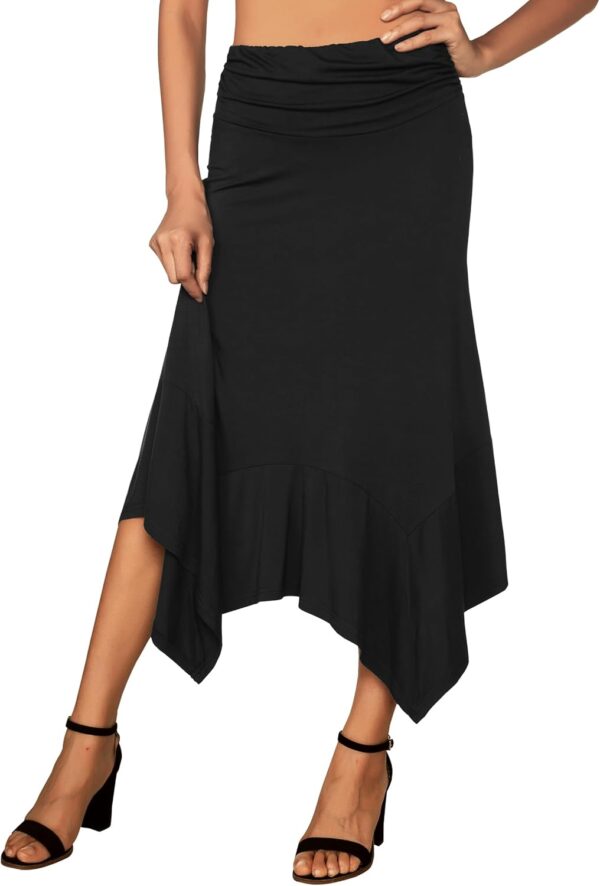 DJT Women's Flowy Handkerchief Hemline Midi Skirt