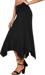 DJT Women's Flowy Handkerchief Hemline Midi Skirt