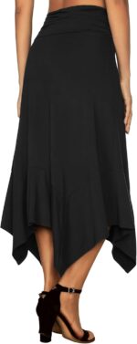 DJT Women's Flowy Handkerchief Hemline Midi Skirt