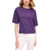 DKNY Jeans Womens Purple Cotton Logo Tee Graphic T-Shirt Shirt L BHFO 6446