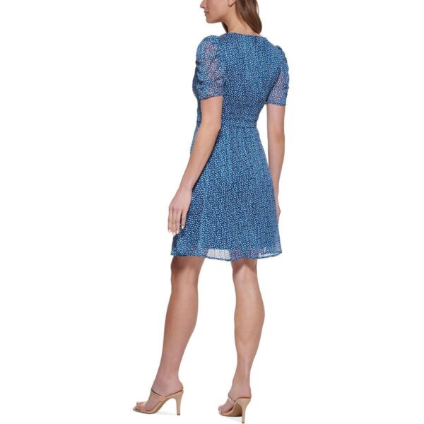 DKNY Womens Blue Mini Printed V-Neck Mini Dress 8 BHFO 0610