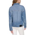 DKNY Womens Blue Trucker Oversized Jean Denim Jacket Outerwear S BHFO 6727