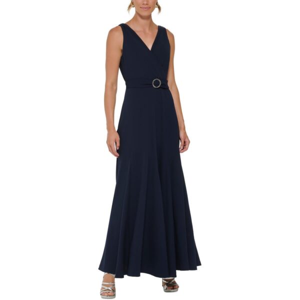 DKNY Womens Navy Crepe Long Formal Evening Dress Gown 14 BHFO 5343