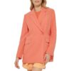 DKNY Womens Orange Woven Long Sleeves Two-Button Blazer Jacket L BHFO 9139