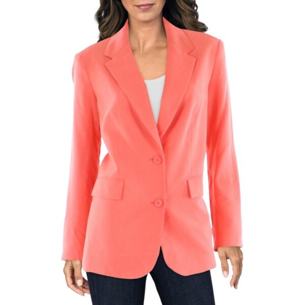 DKNY Womens Orange Woven Long Sleeves Two-Button Blazer Jacket L BHFO 9139