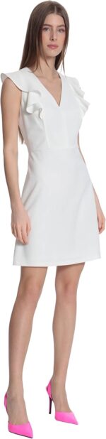 Donna Morgan Women's V-Neck Ruffle Mini Dress