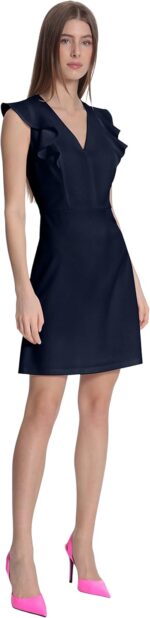 Donna Morgan Women's V-Neck Ruffle Mini Dress