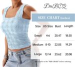 DouBCQ Women Cute Crop Tank Top Square Neck Wide Strap Vest Slim Fit Floral Lettuce Trim Cropped Cami Tops