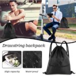 Drawstring Backpack Bag, Waterproof Draw String Back Sack with Zip Pocket, Gym Drawstring Bags Swim Bag for Men Women