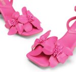 DREAM PAIRS Women's Flower Wedding Heels Cute Square Toe Slingback Low Kitten Heels Sandals with Ankle Strap