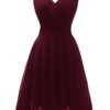 Dressever Summer Cocktail Dress V-Neck Adjustable Spaghetti Strap Chiffon Sundress