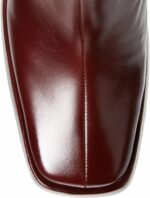 Dsevht Dark Red Leather Knee High Boots for Women Platform Chunky Block Heeled Burgundy Boots Square Toe and Side Zipper Design Fashion Dress 70s Gogo Boots