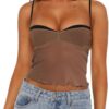 DSORVICD Women Y2k Lace Cami Top Fairy See Through Spaghetti Strap Sleeveless Backless Crop Tank Top Sexy Going Out Top