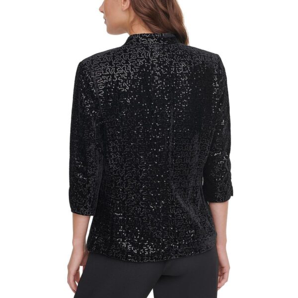 Eliza J Womens Black Velvet Sequined Open-Front Blazer Jacket S BHFO 3041