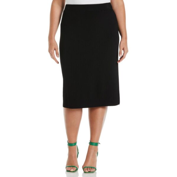 Ella Rafaella Womens Black Ribbed Knit Office Pencil Skirt Plus 3X BHFO 2269