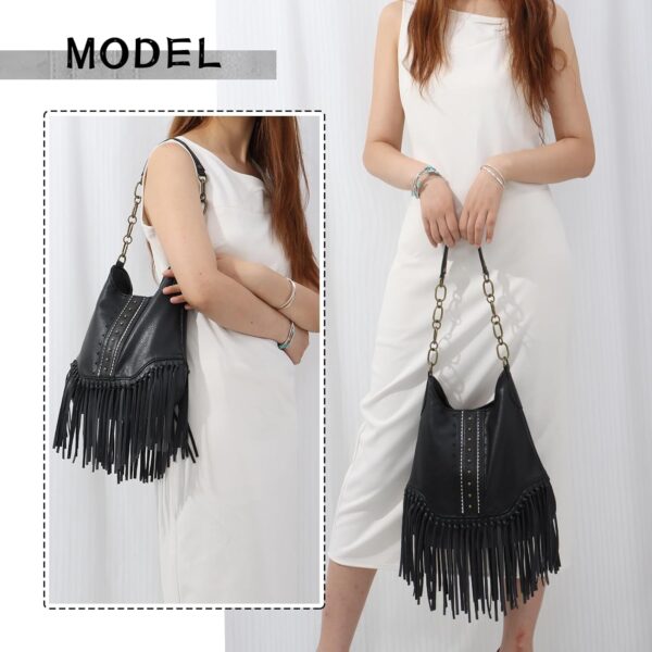 Emprier Fringe Hobo bags for Women Vegan Leather Tassel Crossbody Purse Western Fringe Purse and Handbag