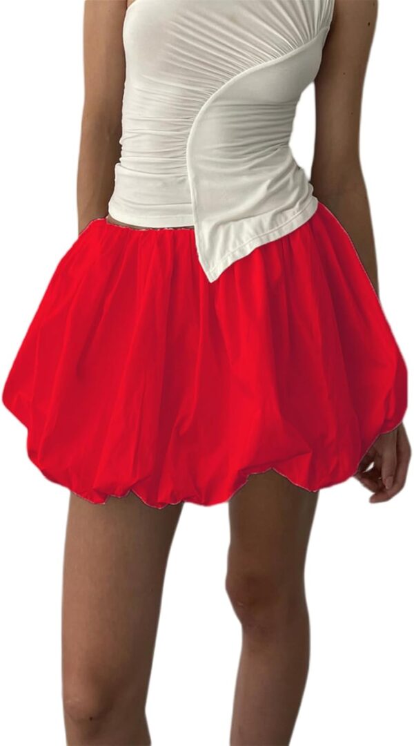 Engofs Women Y2k Bubble Ruffle Skirt Mini Hem Pleated Puffy Short Skirts Streetwear