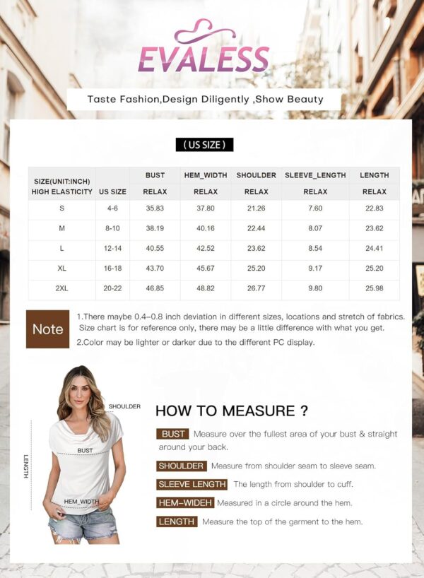 EVALESS Shirts for Women Fashion 2024 Cowl Neck Tops for Women Dressy Casual Short Sleeve Clothes Summer Outfits