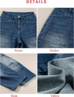 EVALESS Womens Baggy Barrel Jeans High Waisted Wide Leg Boyfriend Denim Ankle Pants