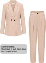 EXLURA Women's Business Blazer and High Elastic Waist Pant Suit Set Loose Fit Casual Fall Winter 2 Piece Suits for Work