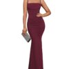 EYNMIN Women's Sleeveless Bodycon Corset Maxi Dress Spaghetti Strap Ruched Elegant Evening Party Long Dresses