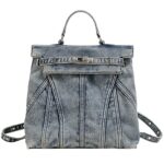 Fashion Washed Denim Blue Backpack College Style Handbags Women Shoulder Bag Student School Bag Teenage Couple Travel Rucksacks (Denim blue)