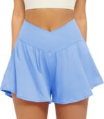 FireSwan Crossover Athletic Shorts for Women 2 in 1 Flowy Running Shorts with Pockets Spandex Butterfly Workout Tennis Skorts