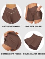 FireSwan Crossover Athletic Shorts for Women 2 in 1 Flowy Running Shorts with Pockets Spandex Butterfly Workout Tennis Skorts