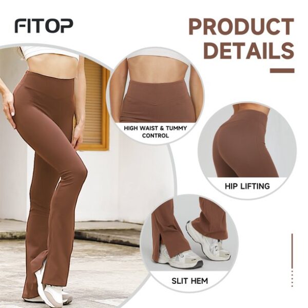 FITOP Womens Flared Leggings Slit Hem High Waist Bootcut Yoga Pants Buttery Soft Workout Bootleg Pants