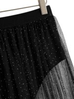 Floerns Women's 2 in 1 Lace Sheer Mesh High Waist Galaxy Print A Line Maxi Skirt