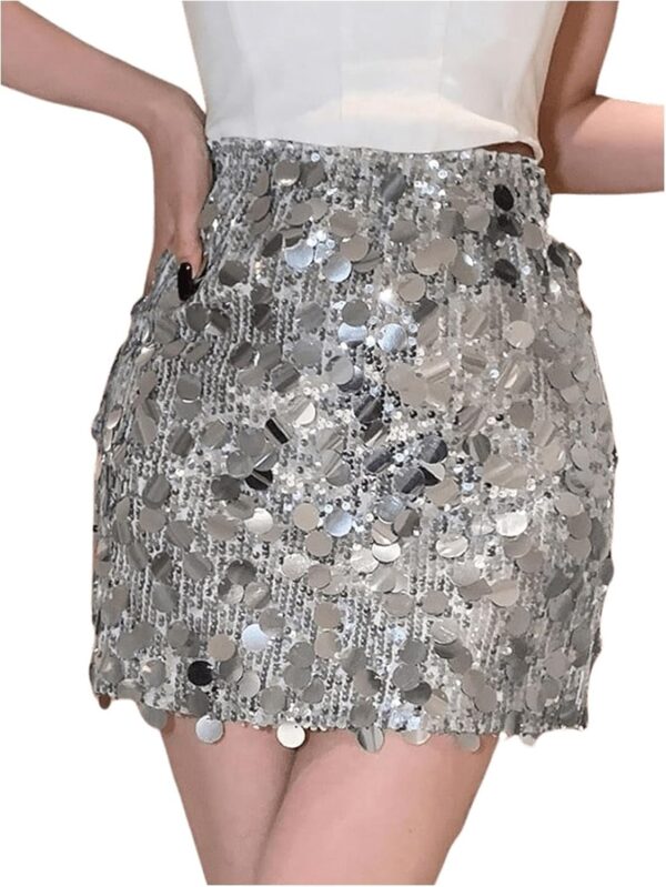 Floerns Women's Sequin High Waist Glitter Mini Skirt Straight Leg Party Pencil Skirts