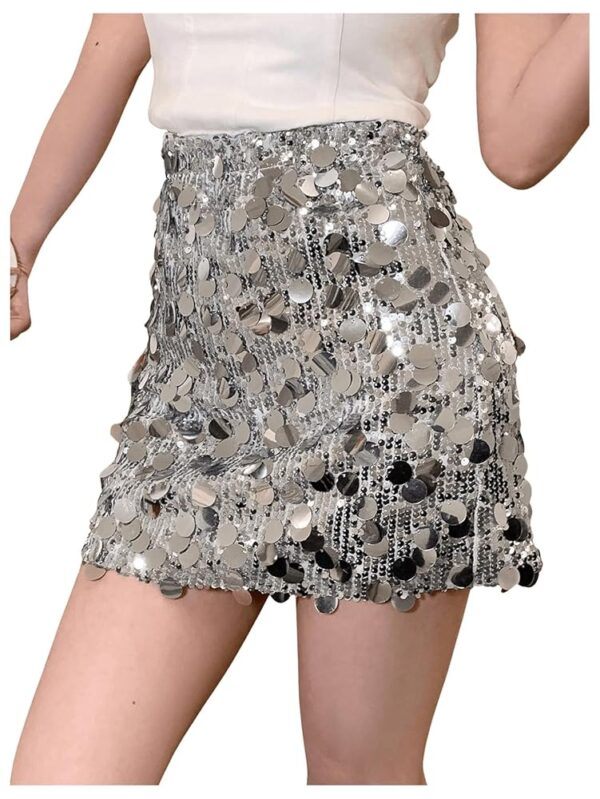 Floerns Women's Sequin High Waist Glitter Mini Skirt Straight Leg Party Pencil Skirts