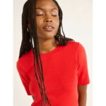 Free Assembly Women’s Cozy Yarn Shrunken Sweater Tee with Short Sleeves, Sizes XS-XXXL