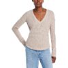 Free People Womens Brown Ribbed V Neck Long Sleeves Pullover Top XS BHFO 3494