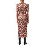 French Connection Womens Brown Printed Tea Length Midi Dress 0 BHFO 2264