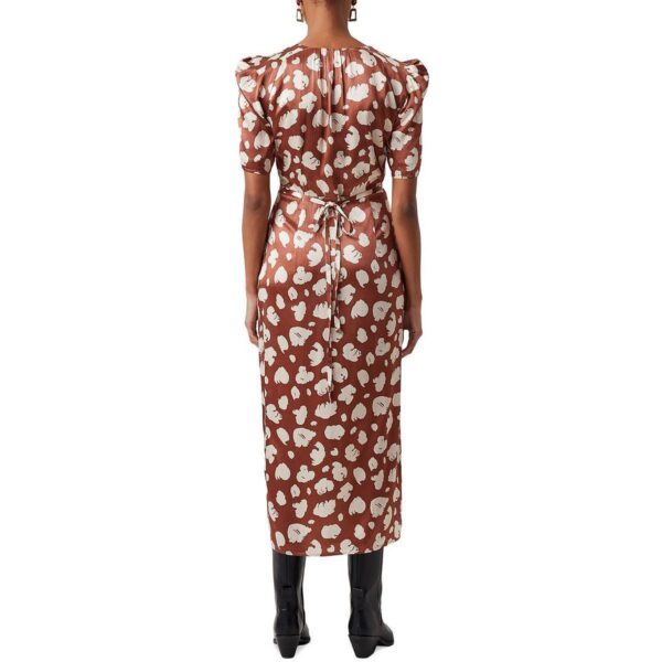 French Connection Womens Brown Printed Tea Length Midi Dress 0 BHFO 2264