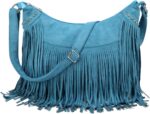 Fringe Hobo Bags for Women Vintage Suede Crossbody Bag Hippie Western Cowgirl Purses Tassel Shoulder Bag