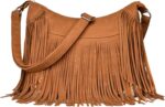 Fringe Hobo Bags for Women Vintage Suede Crossbody Bag Hippie Western Cowgirl Purses Tassel Shoulder Bag