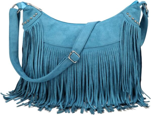 Fringe Hobo Bags for Women Vintage Suede Crossbody Bag Hippie Western Cowgirl Purses Tassel Shoulder Bag