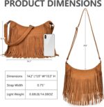 Fringe Hobo Bags for Women Vintage Suede Crossbody Bag Hippie Western Cowgirl Purses Tassel Shoulder Bag